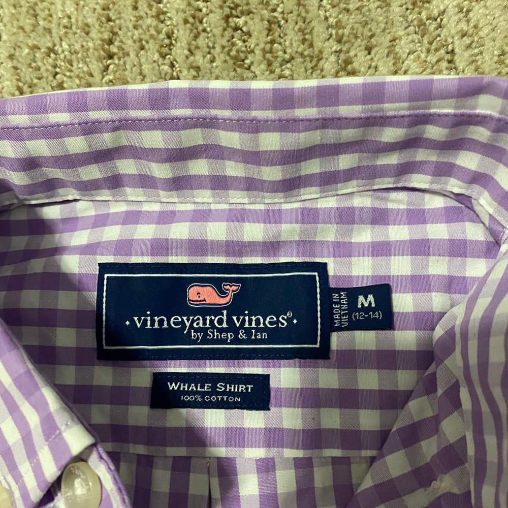 Vineyard Vines Boys M Medium 12-14 shirt lavender